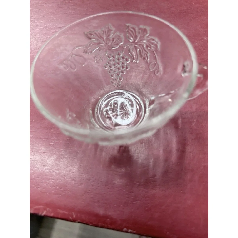 Grape & Vine Punch Bowl Replacement Cups Vintage Anchor Hocking Clear Glass‎